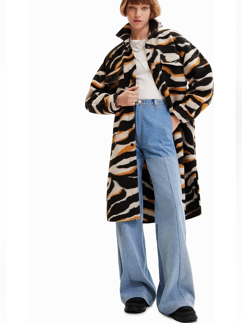Wool blend Desigual A-line coat